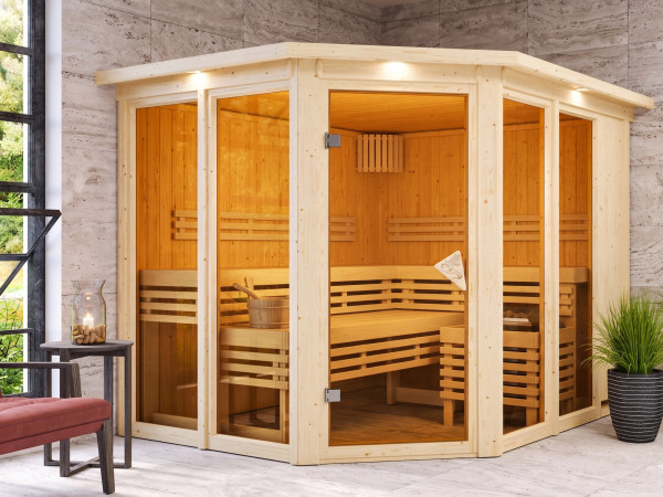 Sauna Systemsauna Premiumsauna Nuri Sparset inkl. 9 kW Saunaofen und Steuergerät Finnisch