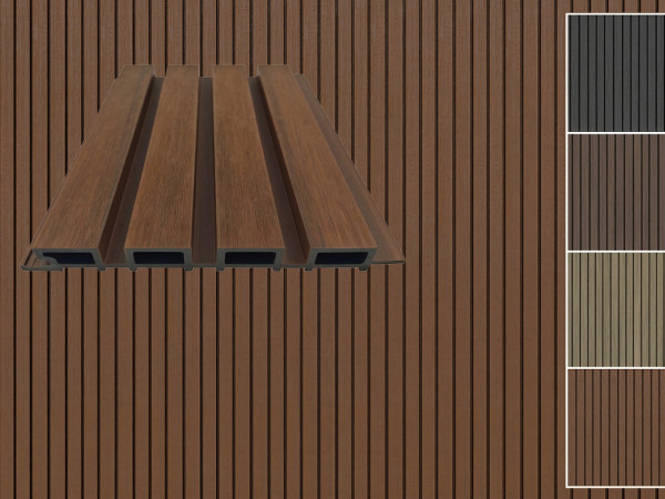 Fassadenverkleidung WPC co-extrudiert Teak 4-fach Rhombusprofil