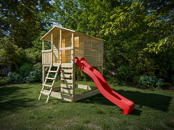 Stelzenhaus Henry kesseldruckimprägniert inkl. Rutsche rot