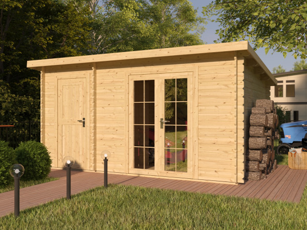 Gartenhaus Blockbohlenhaus Belfort 2 34 mm naturbelassen