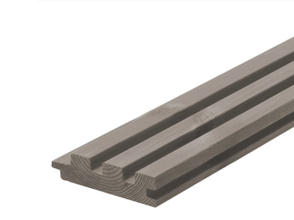 Fassadenverkleidung Thermokiefer hellgrau lasiert Triple-Rhombus