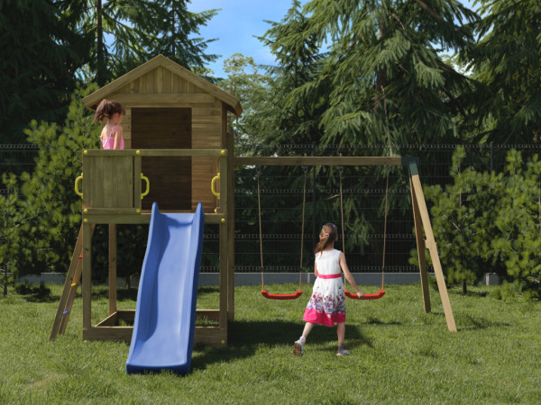 Abb. zeigt Spielturm inkl. Rutsche (optional)