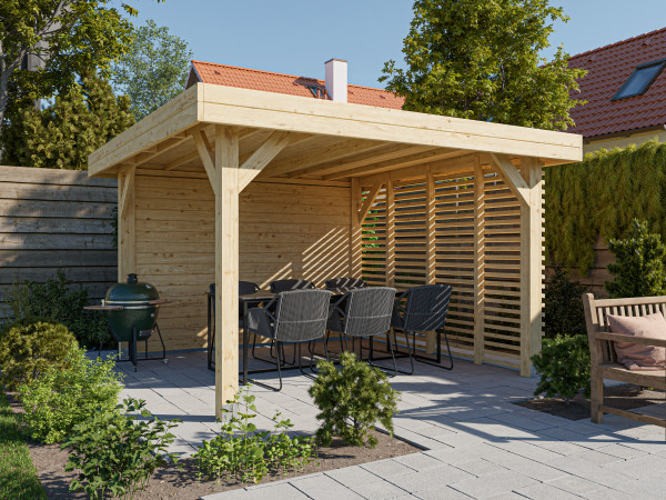 Pavillon Gartenlaube Dice Fichte Natur, halboffen