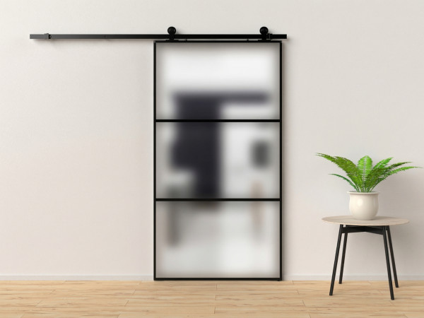 Glastür, Glasschiebetür mit Soft-Stop-Funktion, satiniert 90 x 205 cm