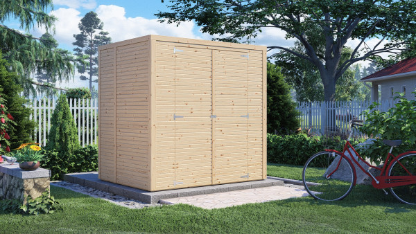 Bikebox Gerätehaus Fiete 2 Rhombusprofil 18 mm natur