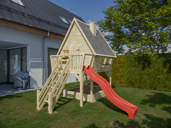 Stelzenhaus Clubhouse KDI inkl. Rutsche rot