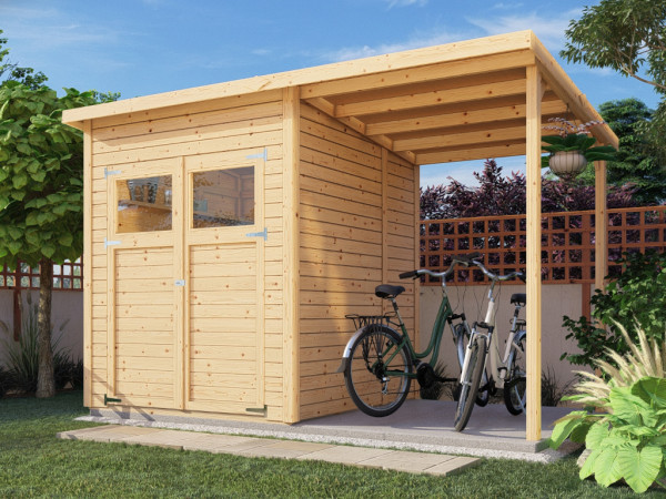 Gartenhaus Marksburg 2 mit Anbau 14 mm natur