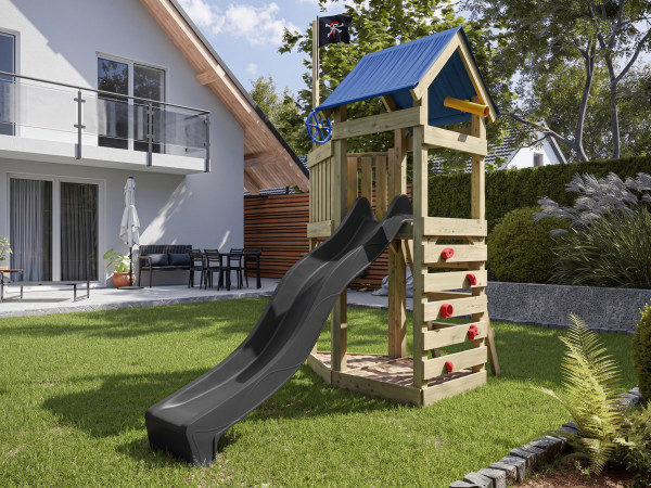 Spielturm Pirat Captain Jolly KDI inkl. Rutsche grau