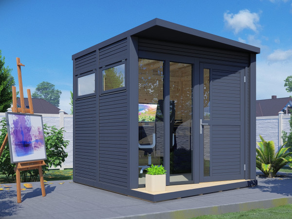 Gartenhaus Futura Premium 19 mm Rhombusprofil anthrazit