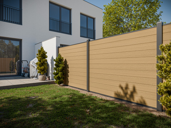 Bohlenset für WPC Steckzaunsystem Light Coffee