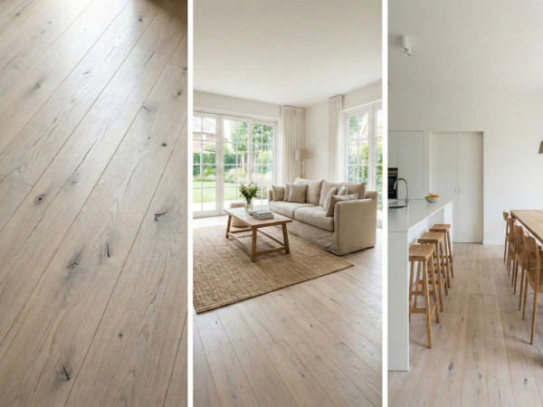 Massivholzdiele Eiche Pinhole RM geschliffen Rubio geölt - White