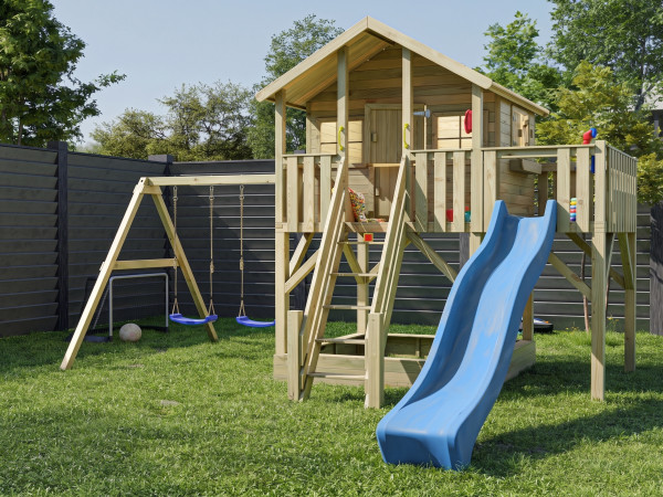 Stelzenhaus Big House XL KDI inkl. Doppelschaukel und Rutsche blau