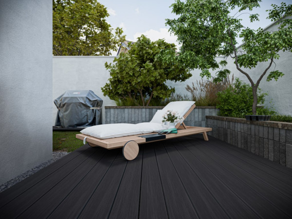Terrassendiele WPC dunkelbraun Holzoptik geprägte Oberfläche