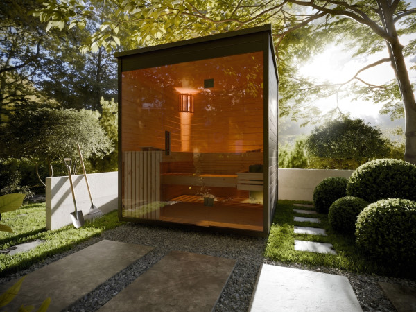 Gartensauna Lilly schwarz SPARSET 9kW Bio-Ofen und ext. Strg.