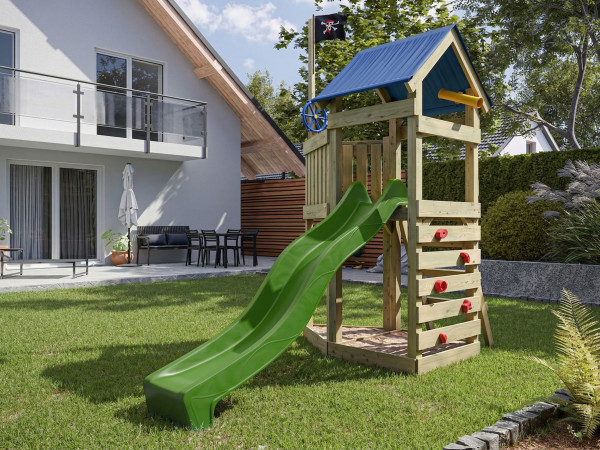 Spielturm Pirat Captain Jolly KDI inkl. Rutsche grün