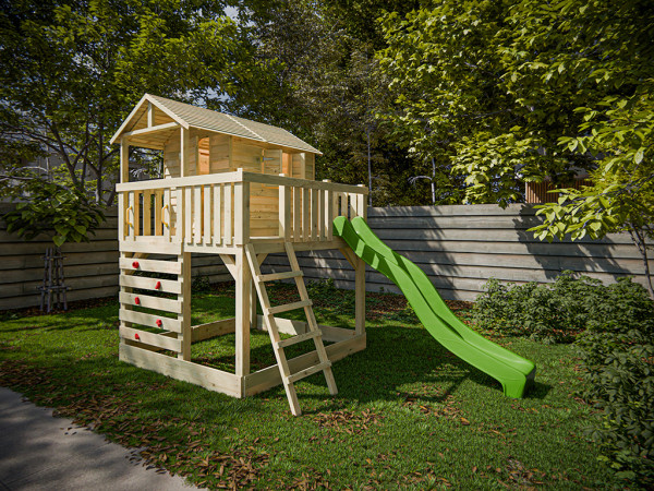 Stelzenhaus Noah kesseldruckimprägniert inkl. Rutsche grün