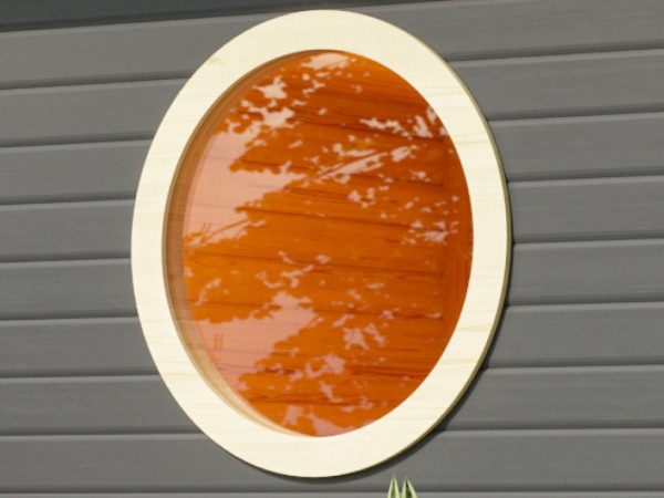 Saunafenster Rund Klarglas verpackt weiß