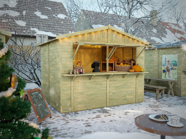 Marktstand - Verkaufsstand Rudolf 16 mm KDI grün inkl. Boden