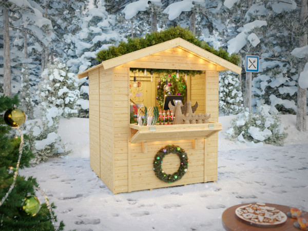 Marktstand - Verkaufsstand Mia 3 m² 13,5 mm naturbelassen