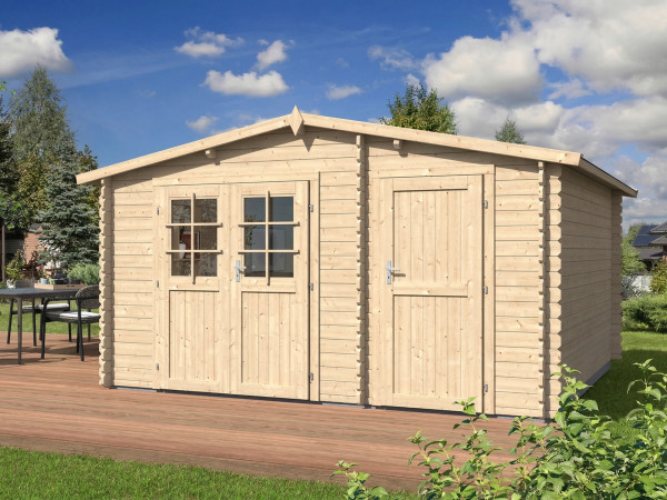 Gartenhaus Blockbohlenhaus "Aster 1 C" 28 mm Satteldach Zweiraumhaus
