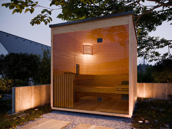 Gartensauna Lilly natur SPARSET 9kW Ofen und int. Strg.