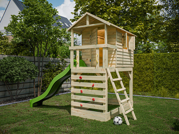 Stelzenhaus Luis kesseldruckimprägniert inkl. Rutsche grün