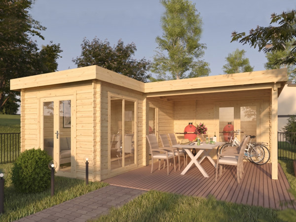 Gartenhaus Blockbohlenhaus Quinn 44 mm naturbelassen