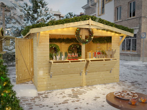 Marktstand - Verkaufsstand Stella 8,2 m² 16 mm naturbelassen inkl. Boden