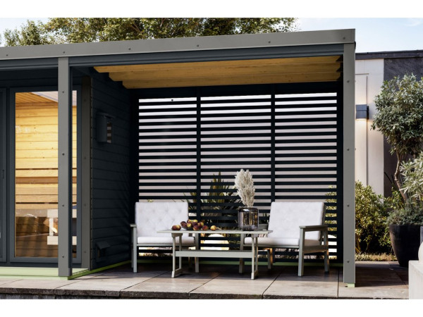 Anbaudach für Saunahaus Ares anthrazit graualuminium