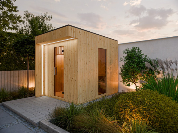 Gartensauna Musta 2 SPARSET mit 9kW Bio-Ofen mit ext. Steuerung