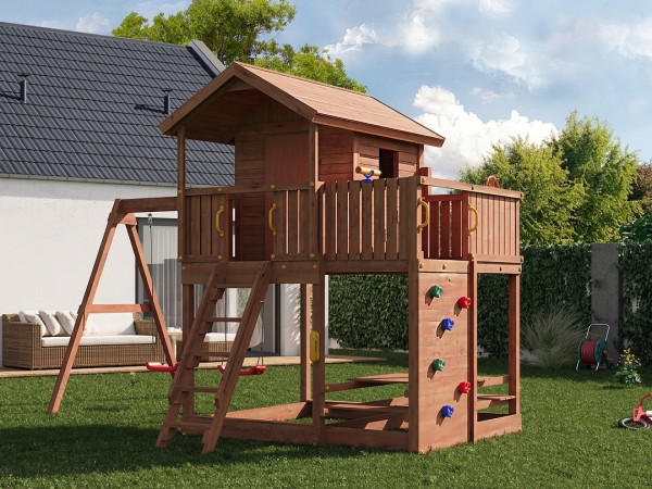 Spielturm Stelzenhaus Moonlight teakfarben
