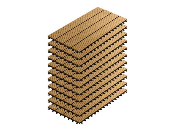 WPC-Fliese Teak geriffelt 60 x 30 cm