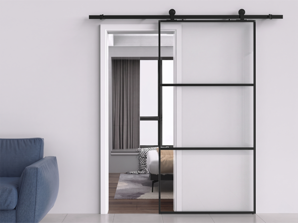 Glastür, Glasschiebetür mit Soft-Stop-Funktion, Klarglas 90 x 205 cm
