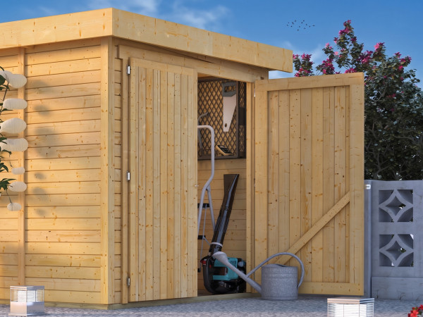 Anbauschrank naturbelassen für ausgewählte Karibu Gartenhäuser