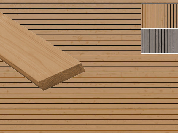 Fassadenverkleidung Thermokiefer hellbraun lackiert/lasiert Rombas Rhombusprofil