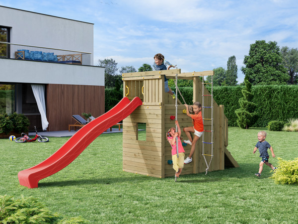 Spielturm Ramphouse KDI inkl. Rutsche rot