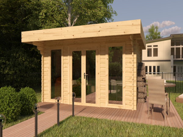 Gartenhaus Blockbohlenhaus Rosie 44 mm naturbelassen