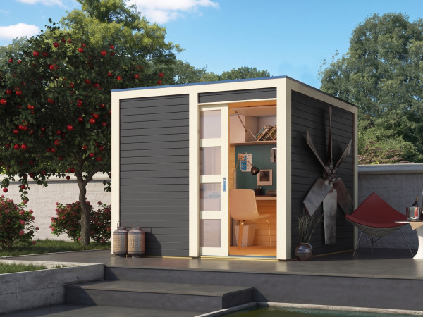 Gartenhaus Qubic-Cubino 19 mm terragrau