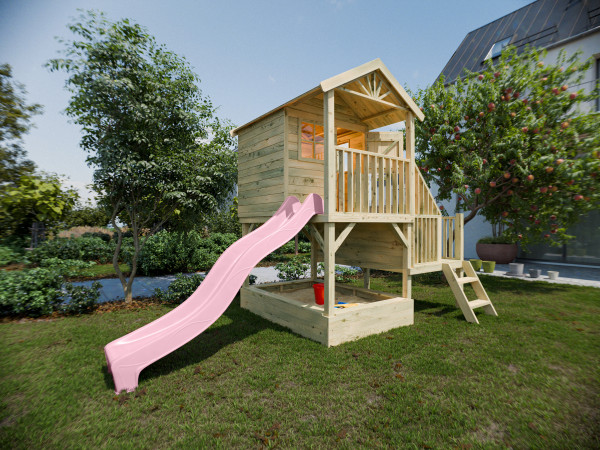 Stelzenhaus Amsterdam KDI inkl. Rutsche pastellrosa
