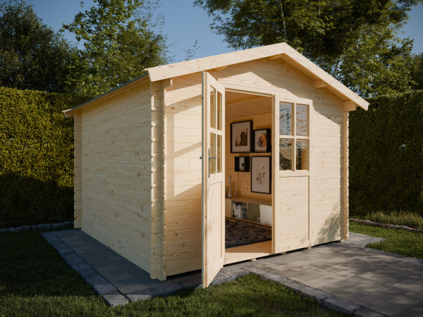 Gartenhaus Blockbohlenhaus Hofer XL 28 mm naturbelassen inkl. Boden