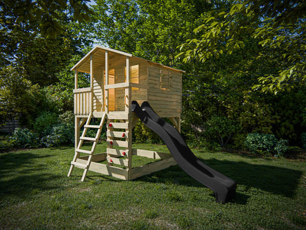 Stelzenhaus Henry kesseldruckimprägniert inkl. Rutsche grau