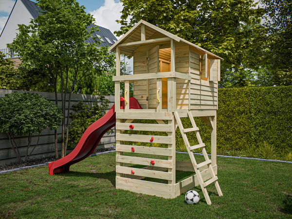 Stelzenhaus Luis kesseldruckimprägniert inkl. Rutsche rot