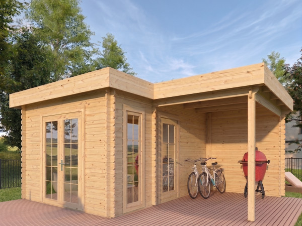 Gartenhaus Blockbohlenhaus Livia 28 mm naturbelassen