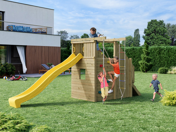 Spielturm Ramphouse KDI inkl. Rutsche gelb