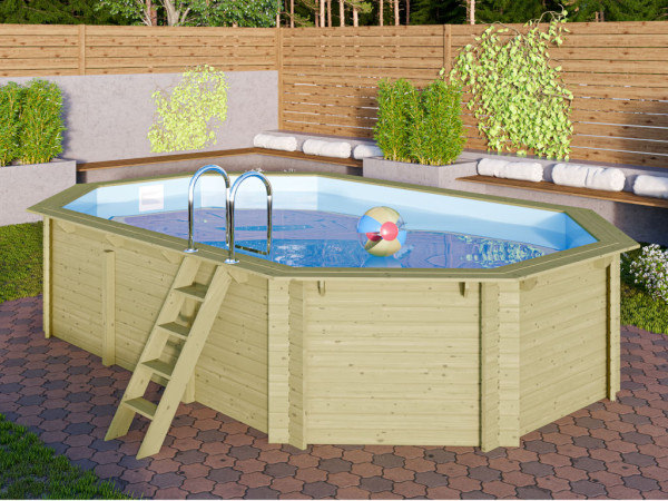 Holzpool Modell 4 38 mm KDI SPARSET inkl. Filteranlage und Technikbox