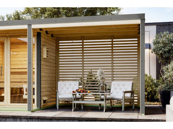 Anbaudach für Saunahaus Ares naturbelassen graualuminium