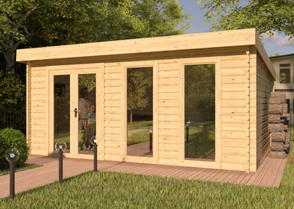 Gartenhaus Blockbohlenhaus Callie 1 44 mm naturbelassen