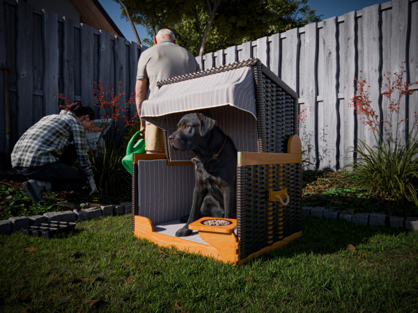 Hundestrandkorb Bolge anthrazit-grau-weiß inkl. Schutzhülle