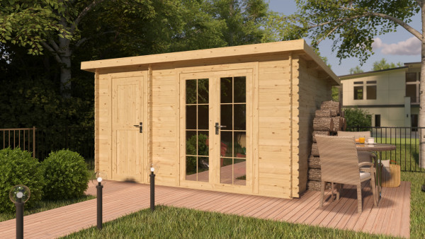 Gartenhaus Blockbohlenhaus Belfort 1 28 mm naturbelassen