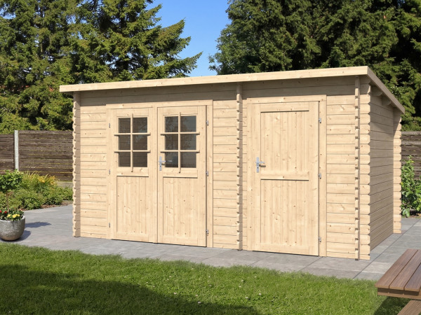 Gartenhaus Blockbohlenhaus "Aster 2 C" 28 mm Pultdach Zweiraumhaus